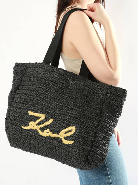 Handtas K Signature Raphia Karl lagerfeld Zwart k signature 241W3064 ander zicht 1